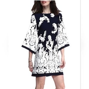 Sandra Darren Size 14W Black White Shift Dress Paisley New w Tags Event Washable
